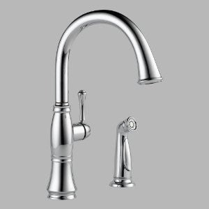 Delta Faucet 4297-DST Cassidy Single Handle Kitchen Faucet with Spray, Chrome