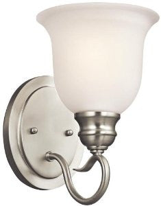 Kichler Lighting 45901NI Tanglewood 1-Light Wall Sconce, Brushed Nickel Finish with Satin Etched Glass