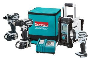 Makita LCT400W 18-Volt Compact Lithium-Ion Cordless 4-Piece Combo Kit
