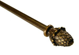 BCL Drapery Hardware 58CN48 48-Inch to 86-Inch Pine Cone Curtain Rod, Antique Gold