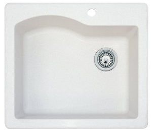 Swanstone QZSB-2522.075 25-Inch by 22-Inch Drop-In Single Bowl Kitchen Sink, Bianca