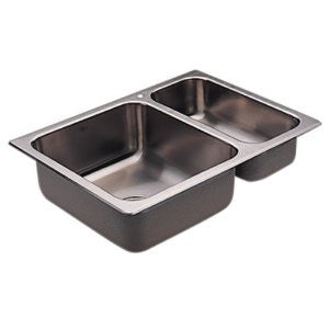 Moen G202721 2000 Series 20-Gauge Double Bowl Undermount Sink, Stainless Steel