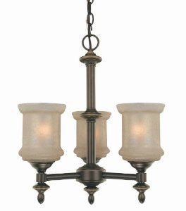 Lite Source LS-19413 Vashon 3-Lite Ceiling Lamp, Bronze with Glass Shade