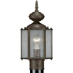 Progress Lighting P5475-19 Bronze Post Lantern with Clear, Seeded Glass, Roman Bronze