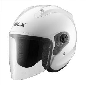 GLX Open Face Motorcycle Helmet (Pearl White, Medium)
