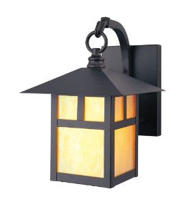 Livex Lighting 2131-07 Montclair Mission 1 Light Outdoor Bronze Finish Solid Brass Wall Lantern with Iridescent Tiffany Glass