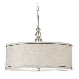 Kenroy Home 91640BS Margot 3-Light Pendant with Fabric Shade, Brushed Steel