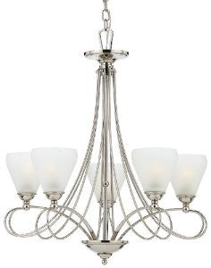 Quoizel DK5005IS Denmark 5-Light Chandelier with White Frosted Cirrus Glass, Imperial Silver