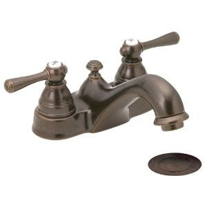 Moen 6101ORB Kingsley Two-Handle Lavatory Faucet with Drain Assembly, Oil Rubbed Bronze