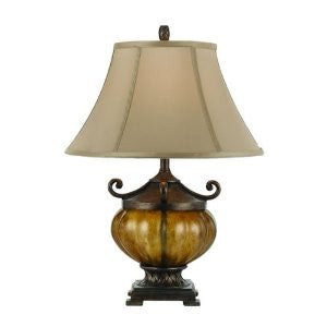 AF Lighting 7935-TL Horizon, Mariposa Light 150W 3-Way Edison Base Accent Lamp, Antique Copper Glass, Beige Soft Back Shade