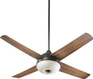 Quorum International 18524-86 Orbit 3-Light Patio Ceiling Fan with Walnut ABS Blades and Satin Opal Glass Light Kit, 52-Inch, Oiled Bronze Finish