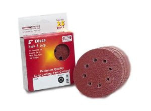 Sungold Abrasives 29503 5-Inch by 8 Hole 40 Grit HeavyWeight Paper Premium F-Weight Paper Hook and Loop Discs, 25-Pack