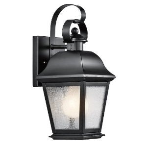 Kichler Lighting 9707BK Mount Vernon 1-Light 13-Inch Outdoor Wall Lantern, Black Finish with Clear Seedy Glass