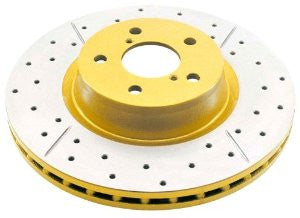 DBA DBA644X Street Series Gold Cross-Drilled and Slotted Rear Solid Disc Brake Rotor
