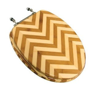 Comfort Seats C1B2E2-21BN Wood Elongated Toilet Seat with Brushed Nickel Hinges, Zebra Bamboo