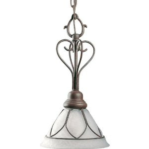 Progress Lighting P5046-33 1-Light Etched Alabaster Style Glass Mini-Pendant, Cobblestone
