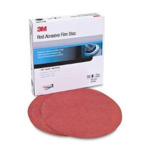 3M 01186 Hookit Red 6" P1000 Grit Abrasive Film Disc, (Box of 25)