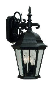 Livex Lighting 7560-04 Hamilton 3 Light Black Cast Aluminum Outdoor Wall Lantern with Clear Beveled Glass