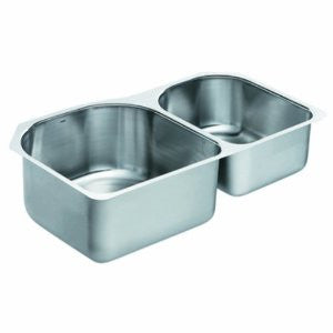 Moen S22376 Lancelot Steel 18 Gauge Double Bowl Sink, Stainless