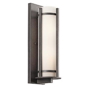 Kichler Lighting 49120AVI Camden 19-1/2-Inch High 2-Light Outdoor Wall Lantern, Anvil Iron with Opal-Etched Glass