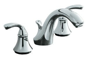 KOHLER K-10272-4-CP Forte Widespread Lavatory Faucet with Sculpted Lever Handles, Polished Chrome