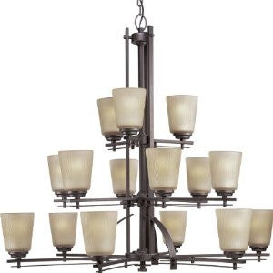 Progress Lighting P4245-88 15-Light Three-Tier Riverside Chandelier, Heirloom
