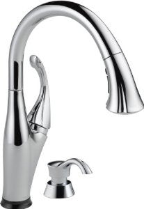 Delta Faucet 9192T-SD-DST Addison Single Handle Pull-Down Kitchen Faucet with Touch2O Technology and Soap Dispenser, Chrome