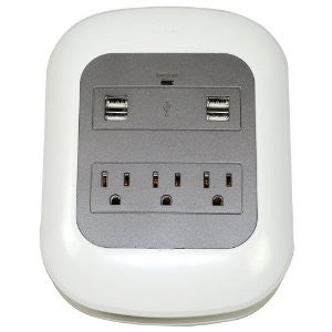 Wiremold PX1003 Super Tap USB Multi-Outlet Power Center, White/Silver