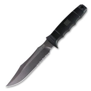 SOG Specialty Knives & Tools S37-K Seal Team Knife with Partially Serrated Fixed Heat Treated 7-Inch AUS-8 Steel Blade and GRN Handle, Satin Finish