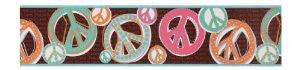 York Wallcoverings Friends Forever JE3510B Peace & Love Sign Pre-pasted Wallpaper Border, Brown Background/Dark Pastels