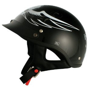 VCAN V531 Cruiser Amazing Dark Angel Half Helmet (Gloss Black, Medium)