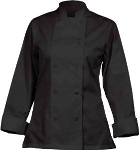 Chef Works CWLJ-BLK Women's Executive Chef Coat, Black, Size XL