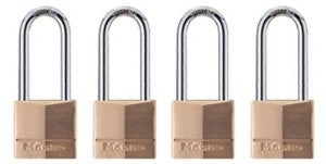 Master Lock 140QLH Keyed-Alike Wide Padlocks, Solid Brass, 1-9/16-Inch, 4-Pack