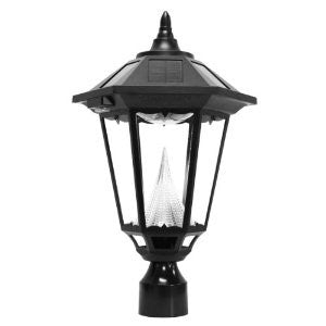 Gama Sonic Windsor Solar-Charged LED Lantern, 3-Inch Fitter for Post Mount, Black Finish #GS-99F