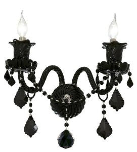 Elegant Lighting 7830W2B/RC Elizabeth 16-Inch High 2-Light Wall Sconce, Jet (Black) Finish with Jet (Black) Royal Cut RC Crystal