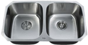 Kraus 32 inch Undermount 50/50 Double Bowl 16 gauge Stainless Steel Kitchen Sink