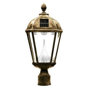 Gama Sonic Royal Solar-Charged LED Lantern, 3-Inch Fitter for Post Mount, Weathered Bronze Finish #GS-98F