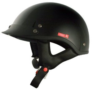 VCAN V531 Cruiser Half Helmet (Solid Gloss Black, Large)