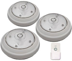 Rite Lite LPL623WRC 5 LED Puck Light with Remote, 3-Pack