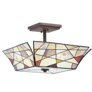 Kichler Lighting 69159 Shazam 3-Light Semi-Flush, Olde Bronze Finish with Mosaic Art Glass Shade