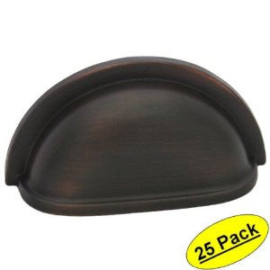 Cosmas 4310ORB Oil Rubbed Bronze Cabinet Hardware Bin Cup Drawer Handle Pull - 3" Hole Centers - 25 Pack
