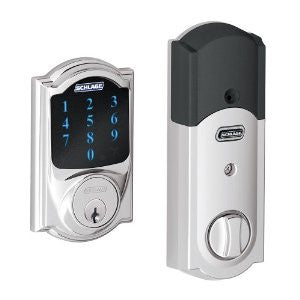 Schlage BE469NXCAM625 Camelot Touchscreen Deadbolt with Nexia Home Intelligence and Alarm, Bright Chrome (Z-Wave)
