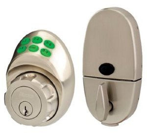 Master Lock DSKP0615D Keyless Electronic Keypad Deadbolt with Light Up Keypad and Kwikset Keyway, Satin Nickel