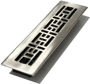 Decor Grates AJ212-NKL 2-Inch by 12-Inch Oriental Floor Register, Solid Brass, Brushed Nickel Finish