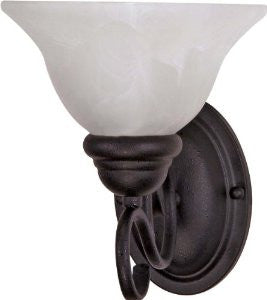 Nuvo 60/387 Black One Light Wall Fixture with Alabaster Glass, Textured Flat Black