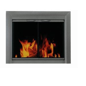 Pleasant Hearth CR-3402 Craton Fireplace Glass Door, Gunmetal, Large