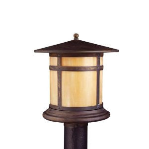 Kichler Lighting 9945CV Tularosa 1-Light Incandescent Outdoor Post Light, Canyon View with Honey Opalescent Glass
