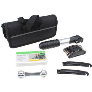 AGPtek® 16 in 1 Bicycle Cycling Tyre Repair Multi Tool Set Kits With Mini Portable Pump