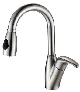 Kraus KPF-2121 Single Lever Pull Out Kitchen Faucet, Stainless Steel