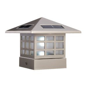 McFarland Cascade Terratec Solar Bungalow Post Cap, Stainless Steel, Fits 4x4-Inch Post